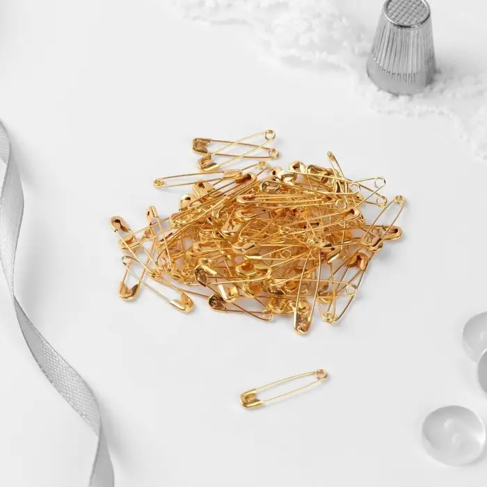 Булавки английские, 22 мм, 80 шт., цвет золотой