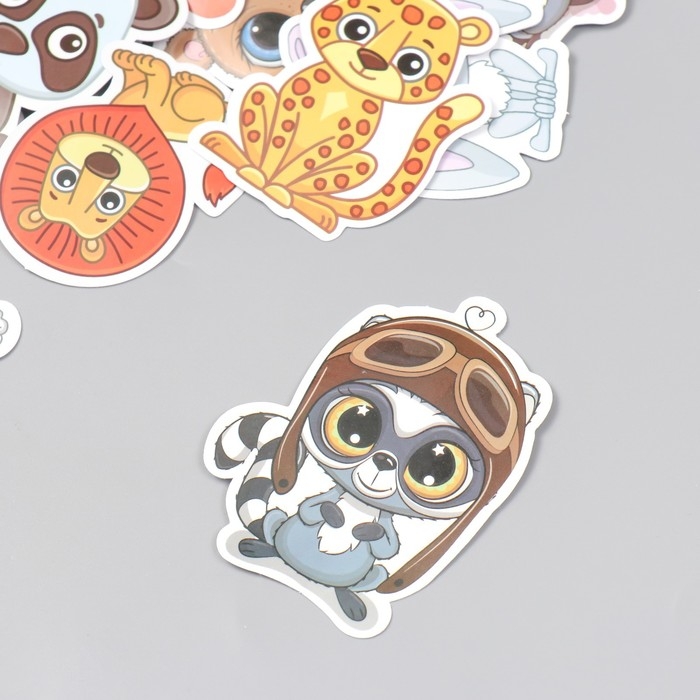 Наклейки для творчества Наклейки для творчества "Большеглазые зверята" набор 50 шт 4х8 см