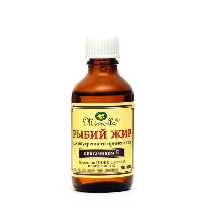 «Мирролла» рыбий жир с витамином Е, 50 мл. «Мирролла» рыбий жир с витамином Е, 50 мл.