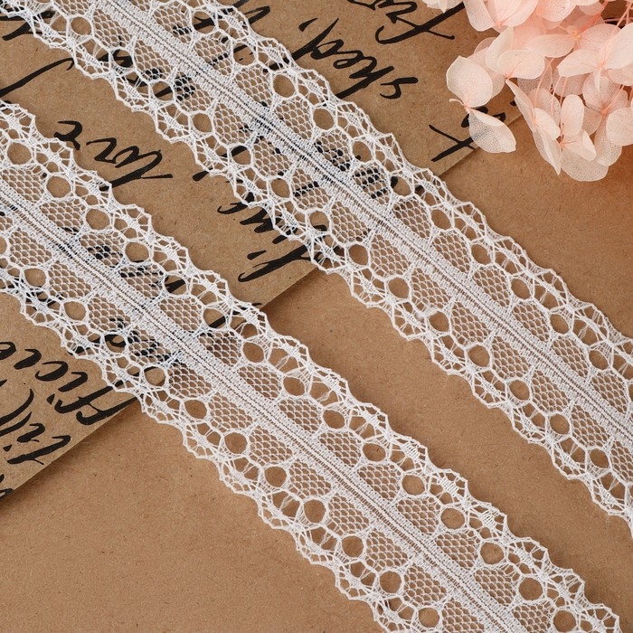 Кружево капроновое, 28 мм × 10 ± 1 м, цвет белый Кружево капроновое, 28 мм × 10 ± 1 м, цвет белый