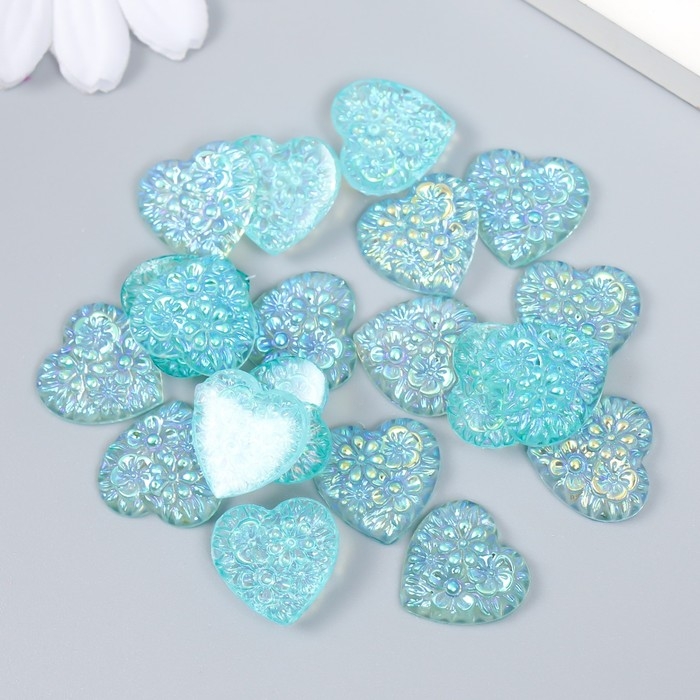 Декор для творчества пластик Декор для творчества пластик "Сердце" голография голубой набор 20 шт 1,6х1,6 см