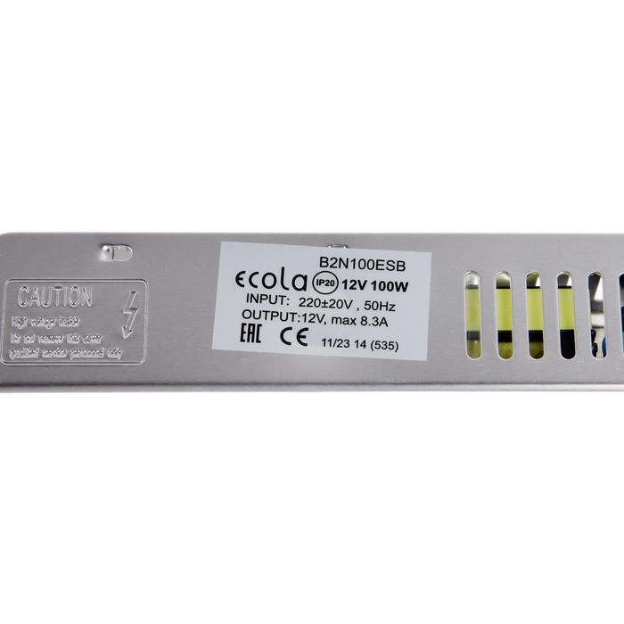 Плоский блок питания Ecola для светодиодной ленты 12 В, 100 Вт, IP20 Плоский блок питания Ecola для светодиодной ленты 12 В, 100 Вт, IP20