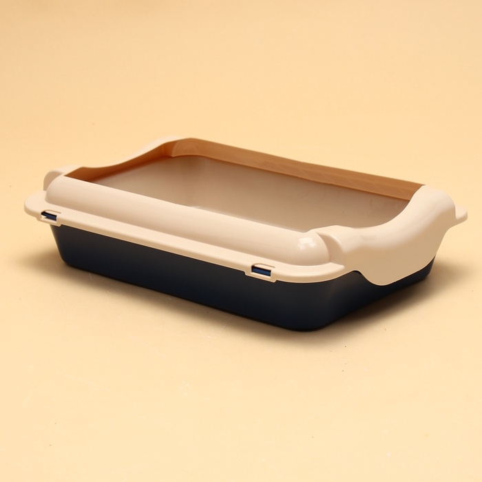 Туалет средний с бортом и сеткой 36 х 26 х 9,  см, лоток синий/ сетка и борт бежевый Туалет средний с бортом и сеткой 36 х 26 х 9,  см, лоток синий/ сетка и борт бежевый