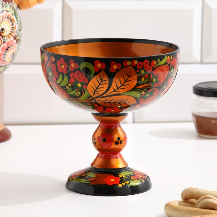 Конфетница,  14×14 см, хохлома