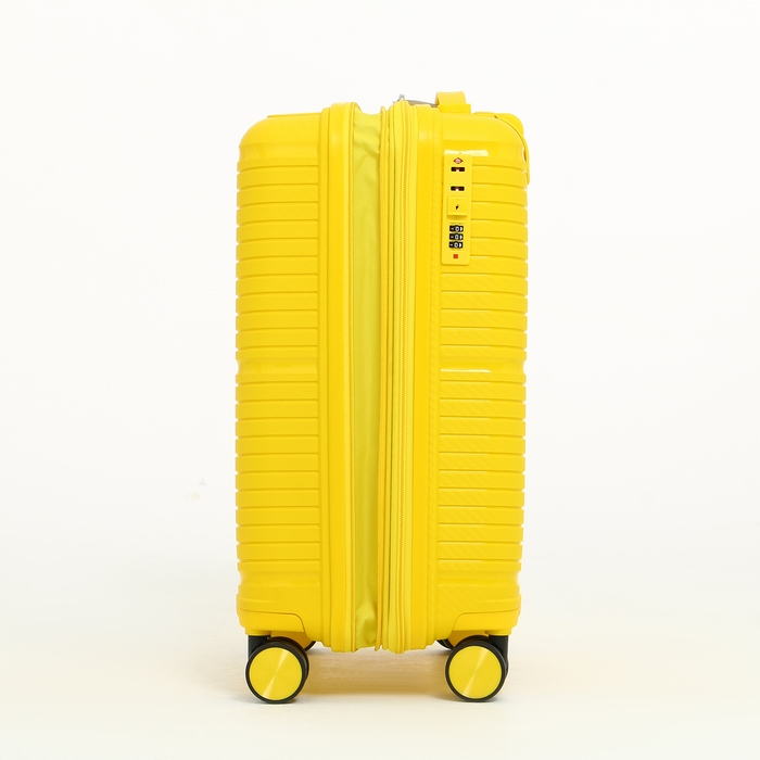 Чемодан малый 47 л (S) Bagvoyage, отдел на молнии, с расширением, кодовый замок, 4 колеса, цвет жёлтый Чемодан малый 47 л (S) Bagvoyage, отдел на молнии, с расширением, кодовый замок, 4 колеса, цвет жёлтый