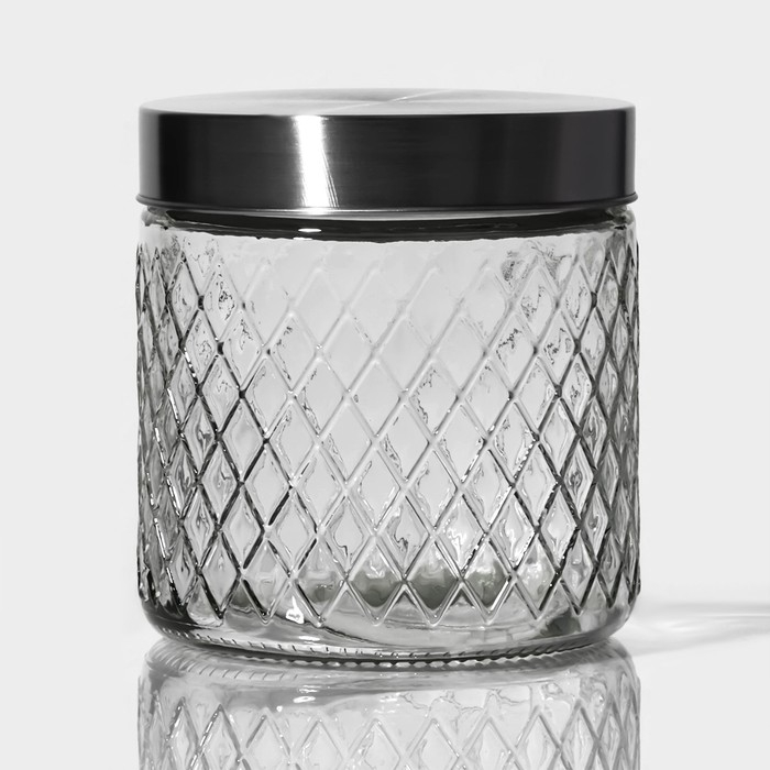 Банка стеклянная для хранения сыпучих продуктов «Премиум», 850 мл, 11×12 см, с металлической крышкой Банка стеклянная для хранения сыпучих продуктов «Премиум», 850 мл, 11×12 см, с металлической крышкой