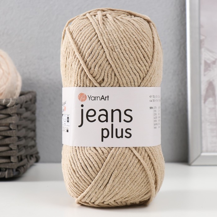 Пряжа  Пряжа "Jeans plus" 55% хлопок, 45% акрил 160м/100гр (48 бежевый)
