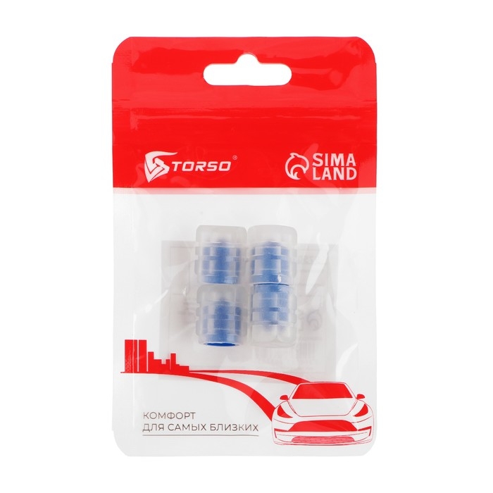 Колпачок на вентиль TORSO, светящийся,  набор 4 шт, синий Колпачок на вентиль TORSO, светящийся,  набор 4 шт, синий