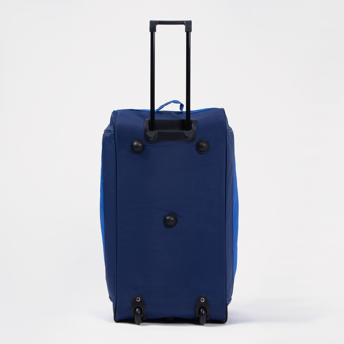Сумка дорожная на колёсах, отдел на молнии, отдел для обуви, 3 наружных кармана, длинный ремень, цвет синий/василёк Сумка дорожная на колёсах, отдел на молнии, отдел для обуви, 3 наружных кармана, длинный ремень, цвет синий/василёк