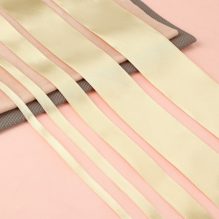 Набор атласных лент, 5 шт, размер лент: 6/10/20/40/50 мм × 23 ± 1 м, цвет бежевый Набор атласных лент, 5 шт, размер лент: 6/10/20/40/50 мм × 23 ± 1 м, цвет бежевый