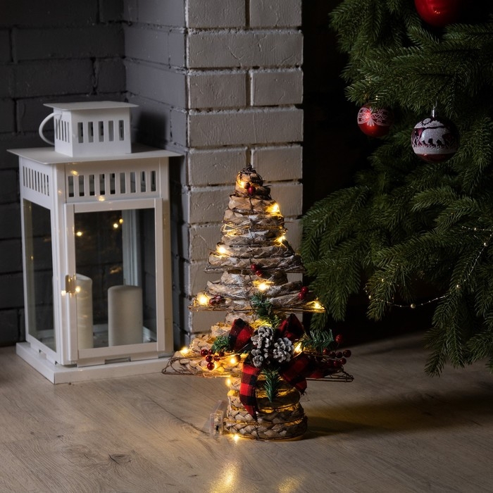 Светодиодная фигура «Ёлка с шишками» 31 × 40 × 9 см, текстиль, металл, батарейки ААх2 (не в комплекте), свечение тёплое белое Светодиодная фигура «Ёлка с шишками» 31 × 40 × 9 см, текстиль, металл, батарейки ААх2 (не в комплекте), свечение тёплое белое