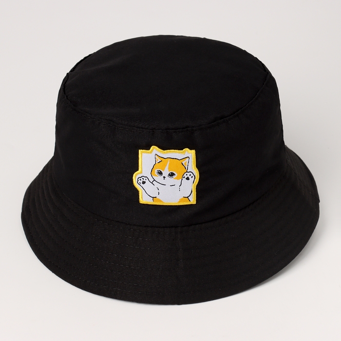 Панама детская «Кот», цвет чёрный, р-р 54 Панама детская «Кот», цвет чёрный, р-р 54