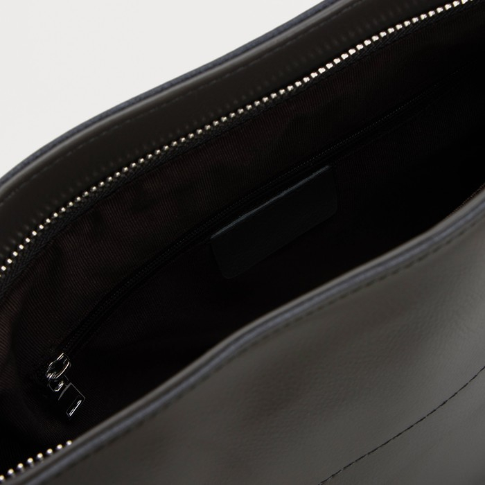 Сумка-тоут на молнии, 2 наружных кармана, длинный ремень, цвет серый