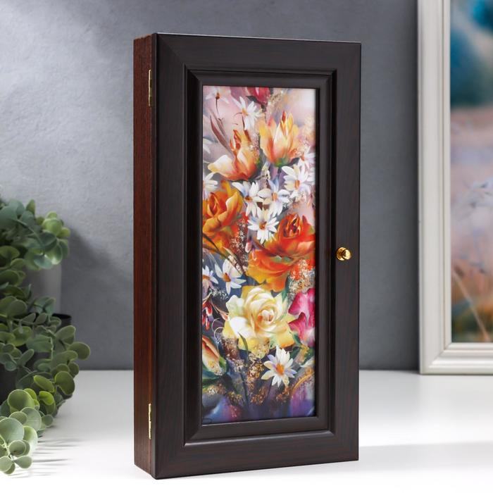 Ключница Ключница "Цветочная композиция" венге 16х31 см МИКС