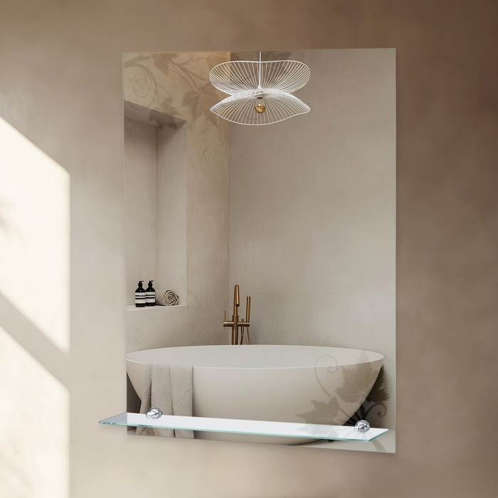 Зеркало, настенное, с пескоструйной графикой, с полочкой, 70*52 см Зеркало, настенное, с пескоструйной графикой, с полочкой, 70*52 см