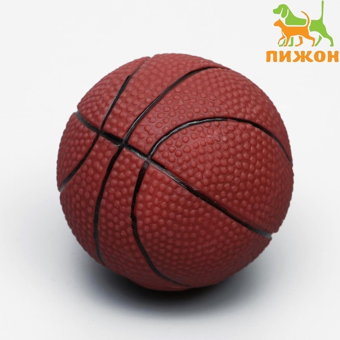 Игрушка пищащая  Игрушка пищащая "Мяч Баскетбол", диаметр 7,5 см, тёмно-коричневая