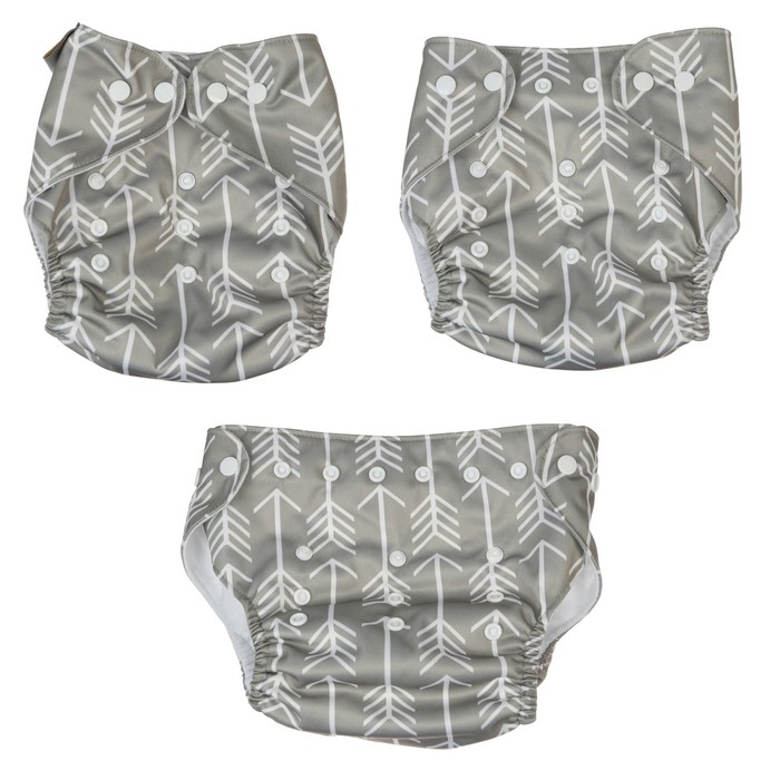 Многоразовый подгузник «Стрелы», 3-15 кг, цвет серый, Крошка Я Многоразовый подгузник «Стрелы», 3-15 кг, цвет серый, Крошка Я