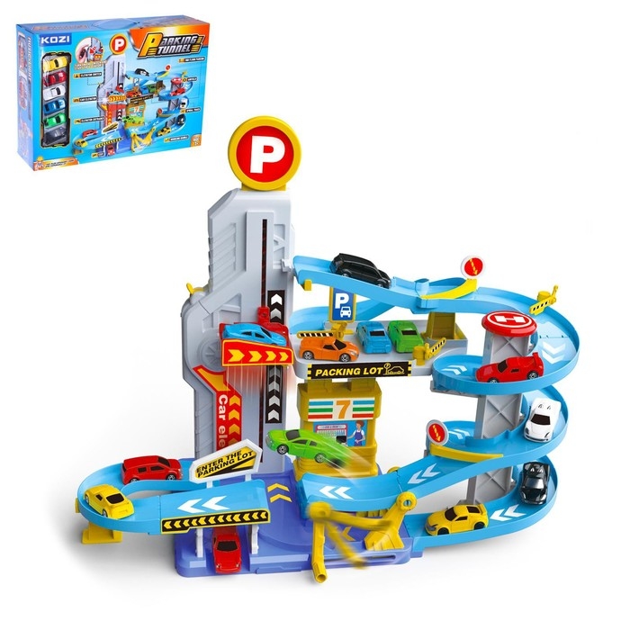 Парковка &laquo;Город&raquo; с 6 машинками и лифтом, свет и звук