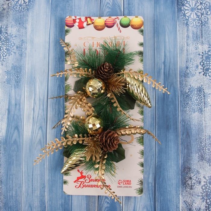 Украшение ёлочное Украшение ёлочное "Композиция на бантике" (набор 2 шт ) сосулька, 11х11 см