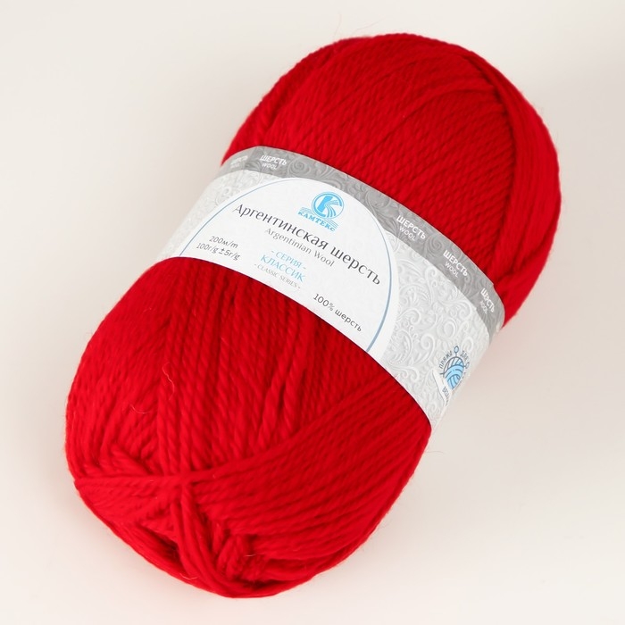 Пряжа Пряжа "Аргентинская шерсть" 100% импортная шерсть 200м/100гр (046 красный)
