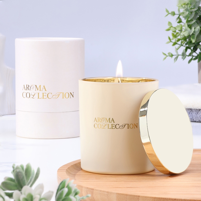 Свеча ароматическая в стакане  Свеча ароматическая в стакане "Aroma collection", 260 г, белый мускат, в тубусе