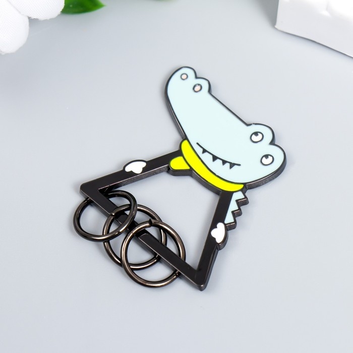 Брелок-ключница металл Брелок-ключница металл "Крокодил в шарфике" 3,8х3,8 см