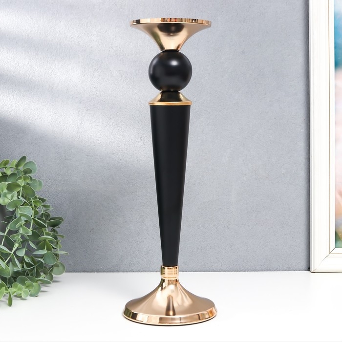 Подсвечник металл на 1 свечу Подсвечник металл на 1 свечу "Давид" чёрный с золотом 33,3х11,5х11,5 см