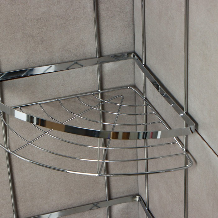 Полка угловая 3-х ярусная Доляна, 21×21×57,5 см, цвет хромированный Полка угловая 3-х ярусная Доляна, 21×21×57,5 см, цвет хромированный