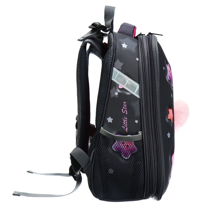 Рюкзак каркасный школьный 38 х 30 х 16 см, эргономичная спинка, Stavia Рюкзак каркасный школьный 38 х 30 х 16 см, эргономичная спинка, Stavia "Звёздочки", серый