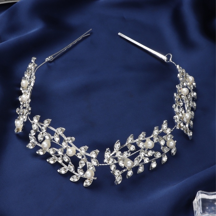 Аксессуар для волос  Аксессуар для волос "Леона" веточки, 26 см, серебро