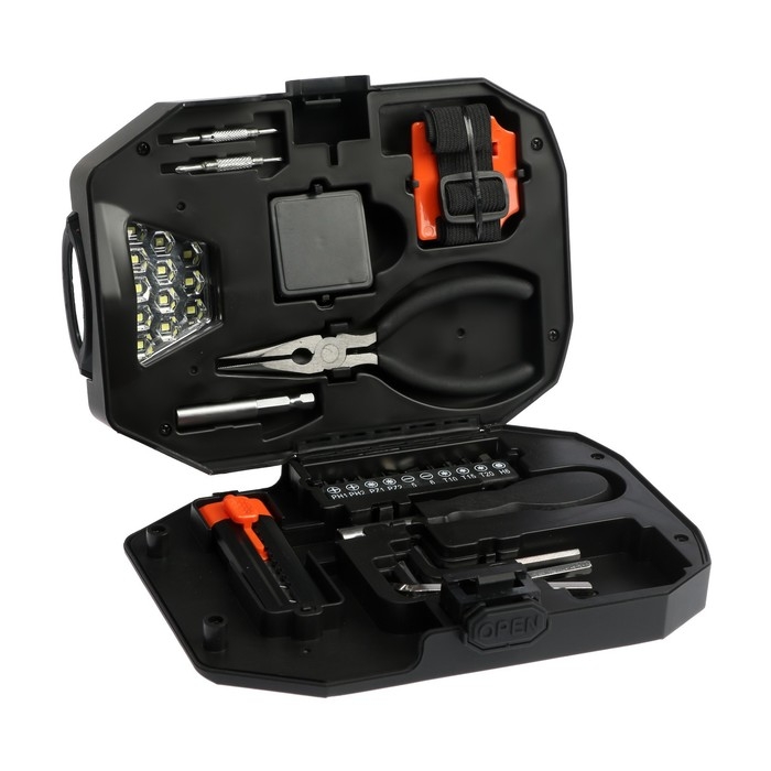 Набор инструментальный с фонарем ЕРМАК, 209-001, 24 предмета Набор инструментальный с фонарем ЕРМАК, 209-001, 24 предмета