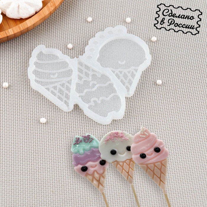 Силиконовый молд для леденцов и шоколада «Мороженое микс», 7,5×4, 7,5×5 см, цвет прозрачный Силиконовый молд для леденцов и шоколада «Мороженое микс», 7,5×4, 7,5×5 см, цвет прозрачный