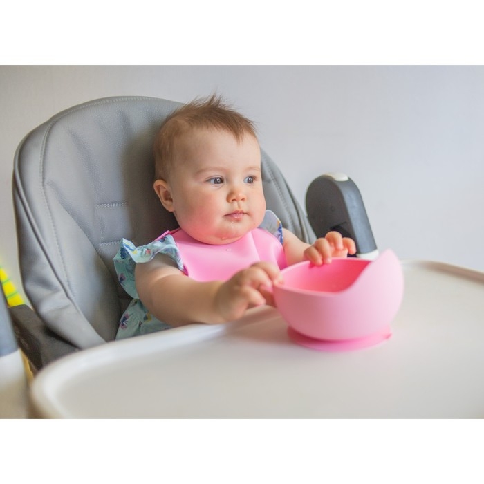 Тарелка детская на присоске, силиконовая, цвет розовый Тарелка детская на присоске, силиконовая, цвет розовый