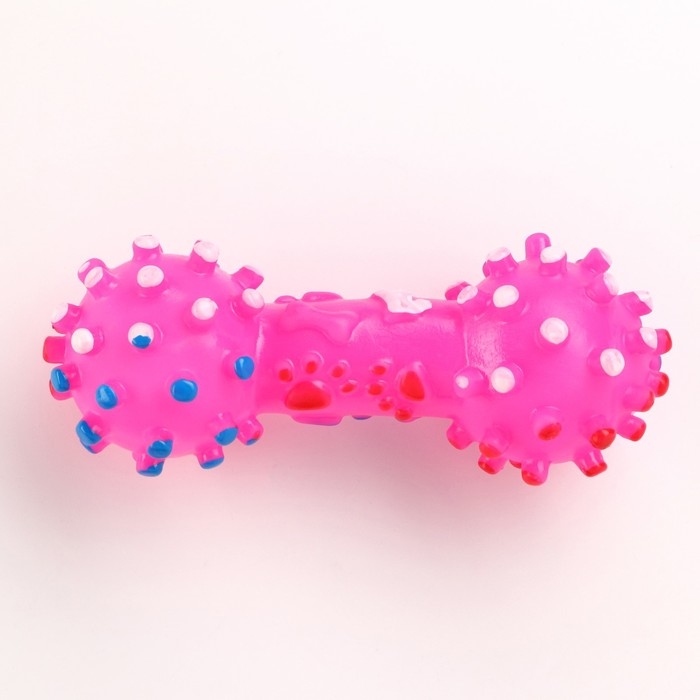 Игрушка пищащая Игрушка пищащая "Гантель малая" для собак, 12,5 см, розовая