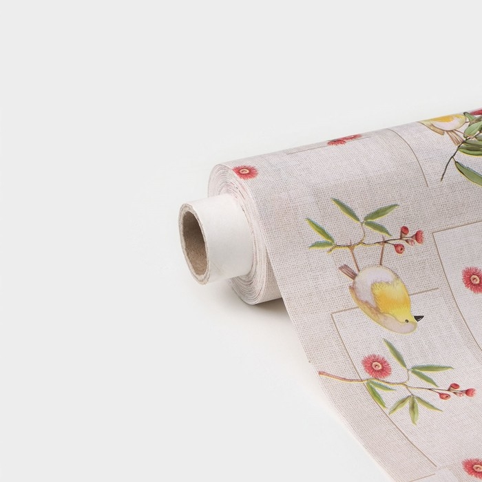 Клеёнка на стол Доляна «Птички», на нетканой основе, ширина 137 см, толщина 0,2 мм, рулон 20 м
