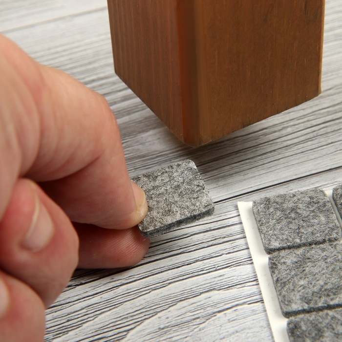 Накладка мебельная ТУНДРА, 19 х 19 мм, квадратная, серая, 32 шт.