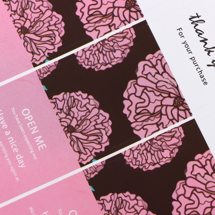 Наклейка бумага благодарность Наклейка бумага благодарность "Бутоны" набор 50 шт 9х3 см