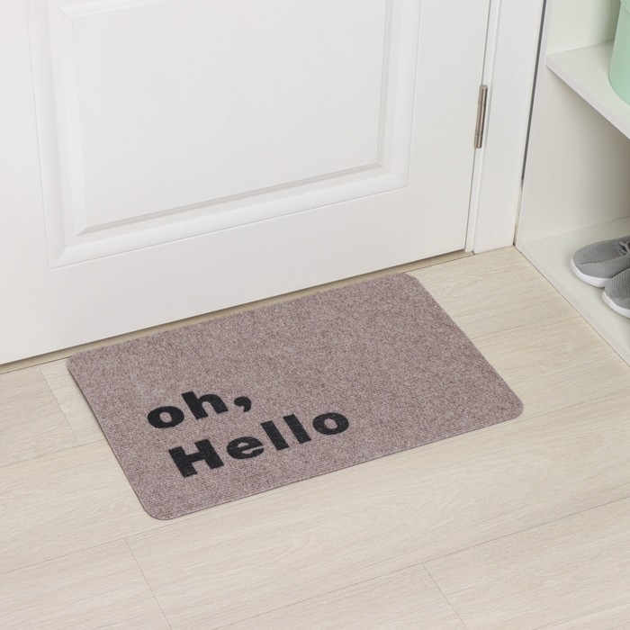 Коврик влаговпитывающий придверный без окантовки Доляна Oh, Hello, 40&times;60 см, цвет бежевый