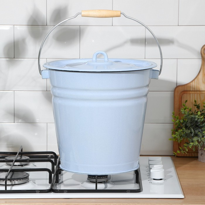 Ведро эмалированное, 12 л, с крышкой, цвет голубой Ведро эмалированное, 12 л, с крышкой, цвет голубой