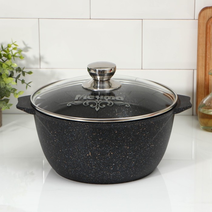 Кастрюля «Гранит Star», 4 л, d=24 см, h= 12 см, антипригарное покрытие, цвет чёрный Кастрюля «Гранит Star», 4 л, d=24 см, h= 12 см, антипригарное покрытие, цвет чёрный