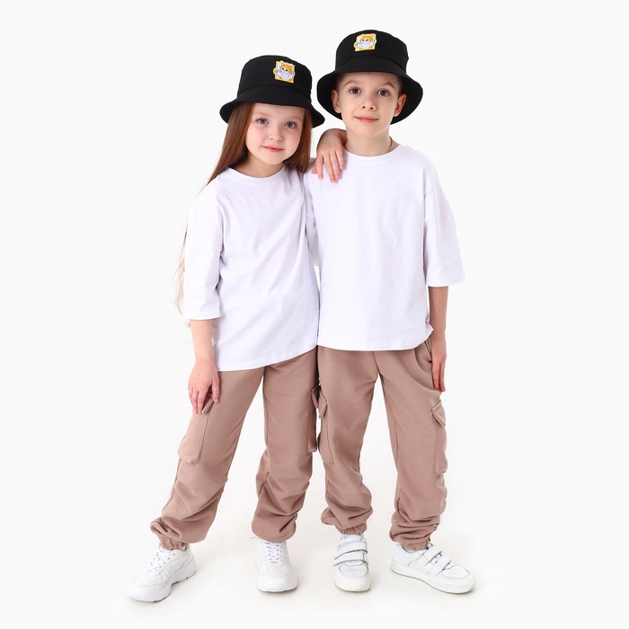 Панама детская «Кот», цвет чёрный, р-р 54 Панама детская «Кот», цвет чёрный, р-р 54