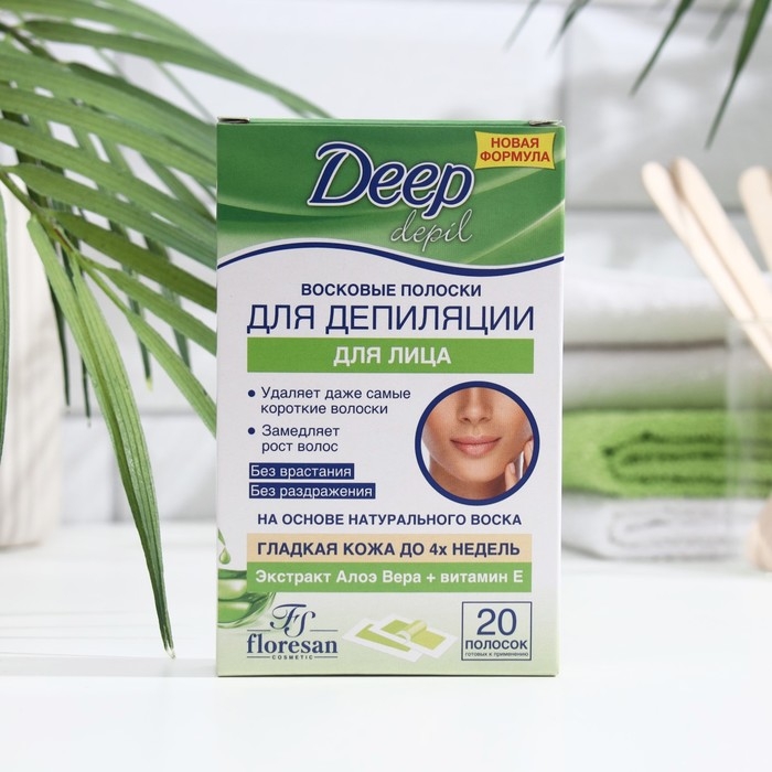 Восковые полоски для депиляции лица Deep Depil, с алоэ вера, 20 шт. Восковые полоски для депиляции лица Deep Depil, с алоэ вера, 20 шт.