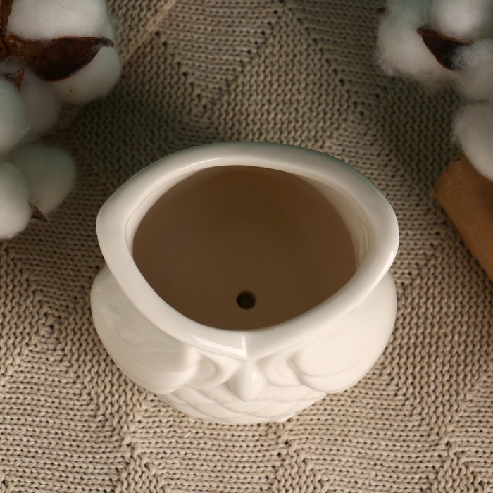 Горшок Горшок "Сова Букля" белый, 9,5х9см