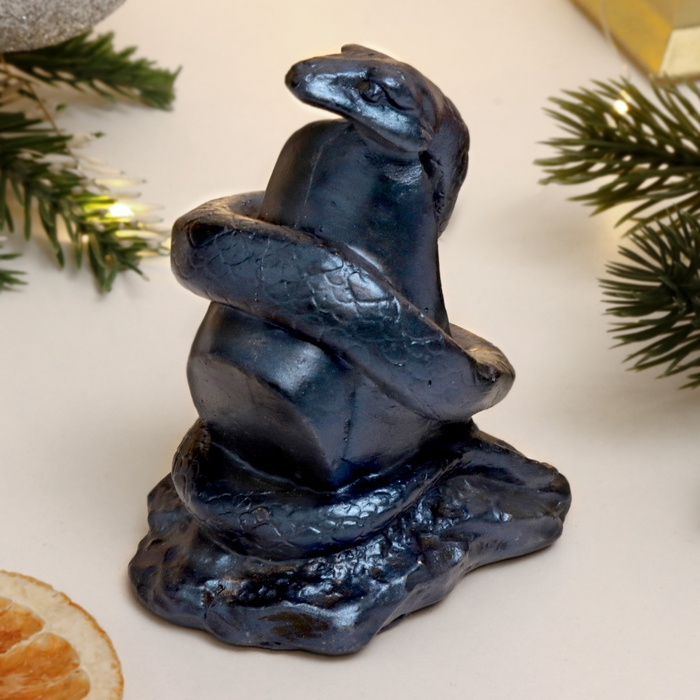 Новый год. Символ 2025. Фигура Новый год. Символ 2025. Фигура "Змея на камне" синий лунный, 9х7х5см