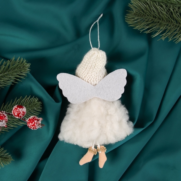 Мягкая подвеска Мягкая подвеска "Алиса" пушок, 16х6 см, бело-золотой