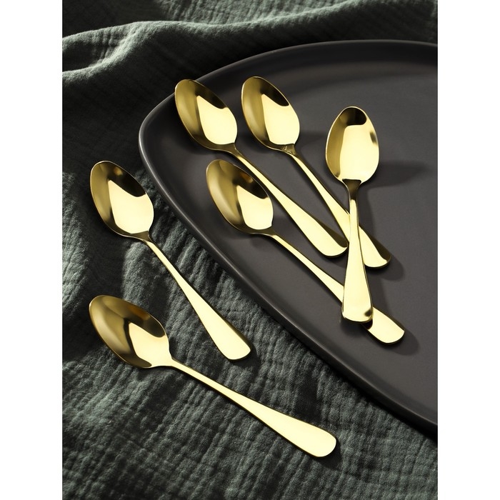 Ложки чайные Доляна &laquo;Голд&raquo;, длина 13,5 см, 6 шт