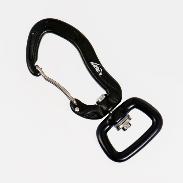 Карабин с защелкой и вертлюгом, 7х3 см, 400 кг, чёрный Карабин с защелкой и вертлюгом, 7х3 см, 400 кг, чёрный