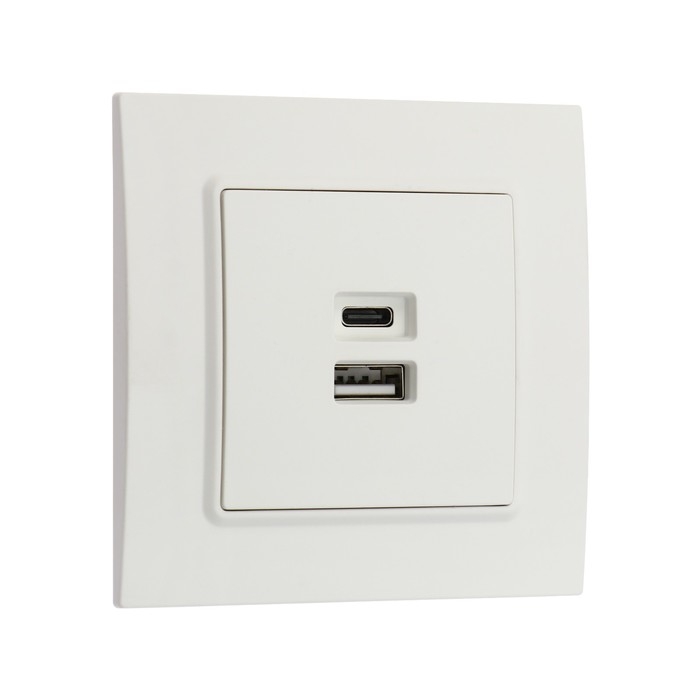 Розетка с USB-A + USB-C разъёмами, 2.1 A, 5В, TOT Elegant, скрытая, белая Розетка с USB-A + USB-C разъёмами, 2.1 A, 5В, TOT Elegant, скрытая, белая