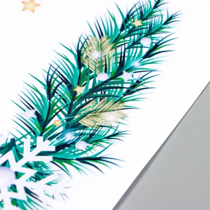 Наклейка пластик интерьерная цветная "Еловые веточки с шишками" 20х30 см