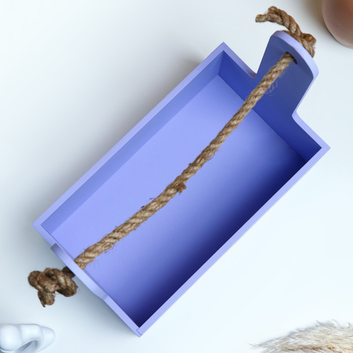 Кашпо деревянное 25.5×15×30 см  Кашпо деревянное 25.5×15×30 см "Аром", ручка канат, лаванда